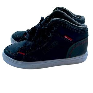 LEVIS Boys Black trainer high top Lace Up Tennis Shoes Sneakers Size 1